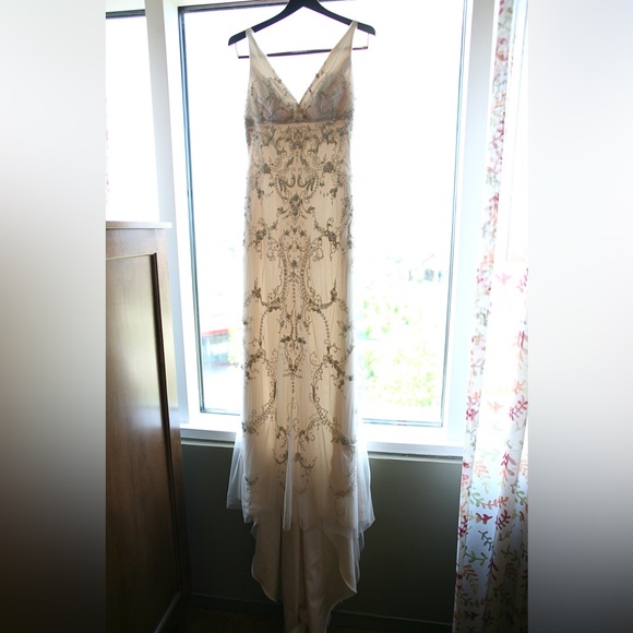 Stunning Lazaro Ivory Trumpet Style Wedding Gown with Crystal Beading - Picture 8 of 8